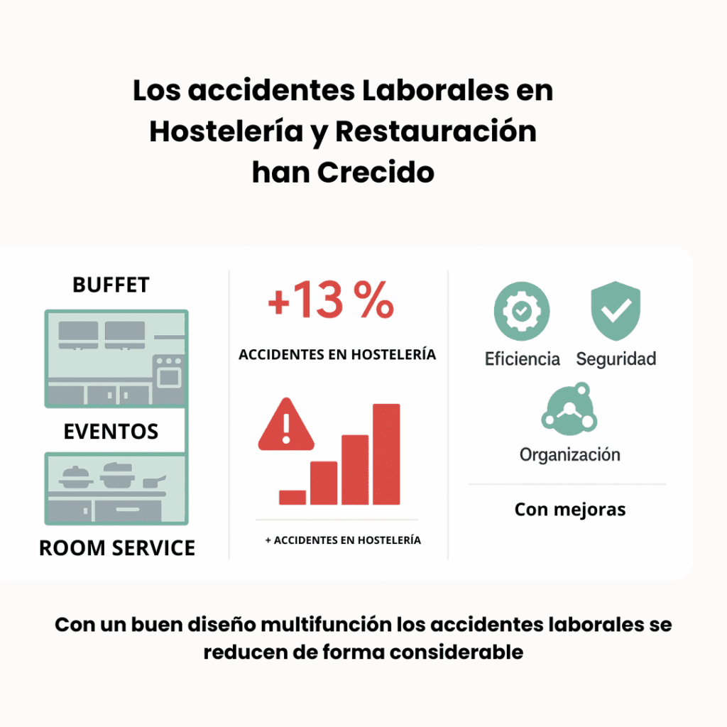 Infografía corporativa horizontal que combine iconos y datos clave sobre cocinas multifunción