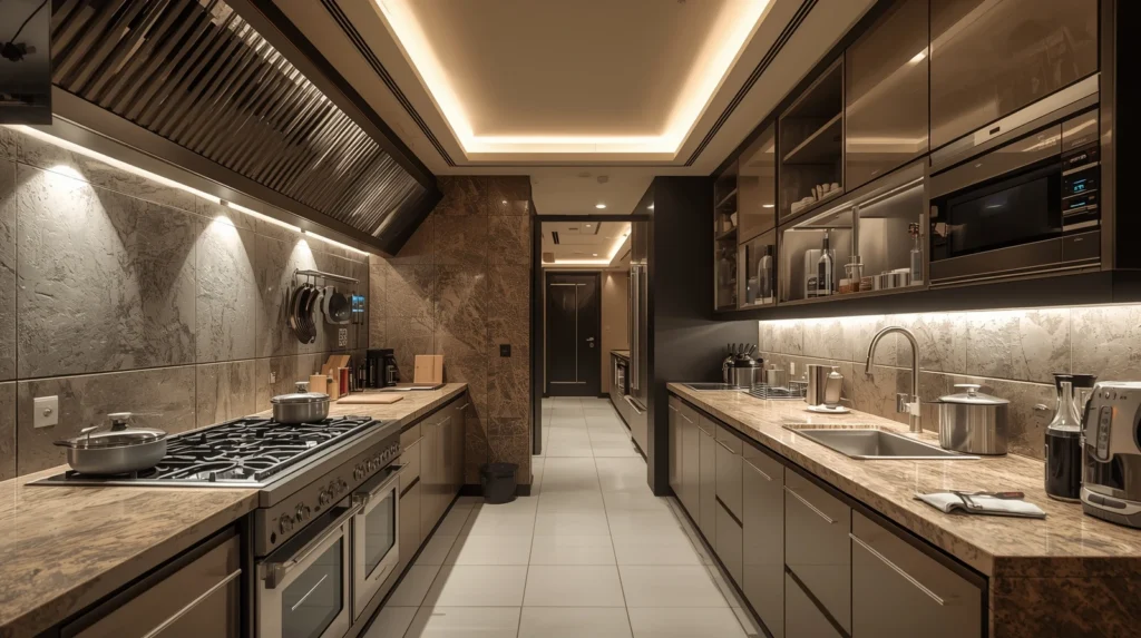 Vista general de la cocina de un hotel con tratamiento de humos y olores en cocinas industriales