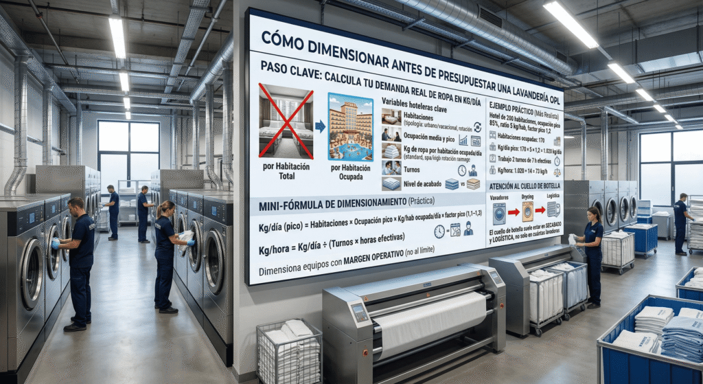 Cómo Dimensionar Antes de Presupuestar una lavandería industrial para hoteles